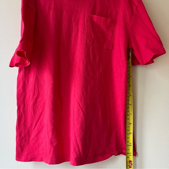 🌼 5/$25 Girls Pocket Tee Magenta Pink Short Sleeve Cotton Basic Top Size L 10/12 - Picture 6 of 8